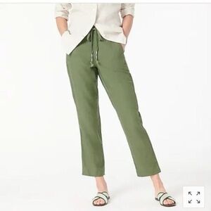 J Crew Tie-waist seaside pant in‎ linen blend